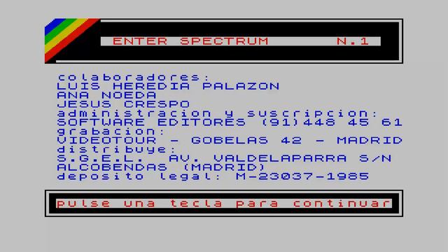 SAMPLE MENU INTRO Enter Spectrum issue 01 1985 Software Editores Spain Magazine SINCLAIR ZX Spectru смотреть онлайн