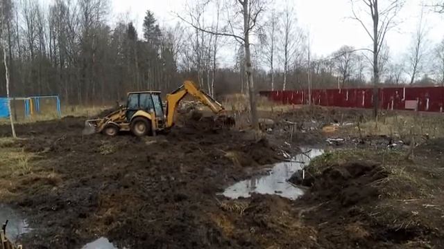Выкорчёвка заболоченного участка от ивняка.