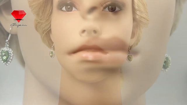 Bije.ru: Серьги в виде сердец с покрытием белым золотом и зелеными Swarovski Marsha (Марша) смотреть онлайн