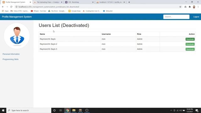 Part 9: Admin Account | CodeIgniter 3 and Bootstrap 3