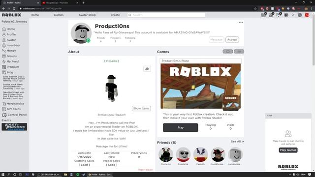 ROBLOX ACCOUNT WITH RARE USER NAME AND RICH FRIENDS (10000 ROBUX!) смотреть онлайн