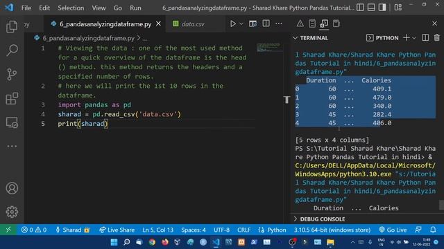 Python Pandas Viewing & Analyzing DataFrames || Python Pandas Tutorial in Hindi (With Notes) #6