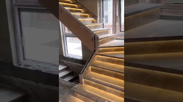 Ступени из керамогранита с подсветкой. смотреть онлайн