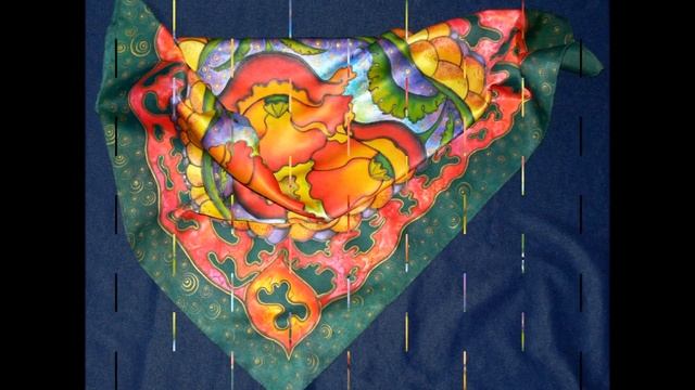 Батик Ольги Горбуновой, платок "Маки". смотреть онлайн