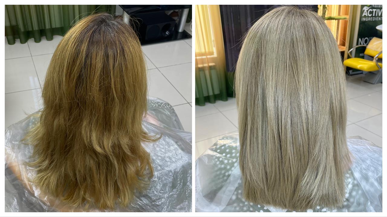Песочный блонд с глубоким корнем из обесцвеченных волос. Как убрать коричневые, затемнённые корни?