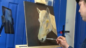 Painting a White Horse Portrait in Oil Paints