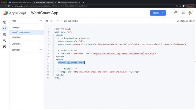 Google Docs Word Count HTML JavaScript Web App, Metro UI Sidebar App ...