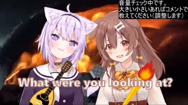 Nekomata Okayu and Inugami Korone (Okakoro) having fun singing Yonezu Kenshi's Lemon (eng sub)