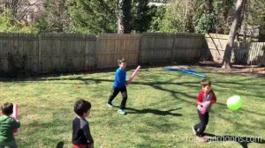 Pool Noodle Balloon Game - fun outdoor summer family activity