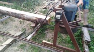 Дисковая пилорама пилит дуб