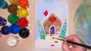 Как нарисовать красивый новогодний рисунок? Сказочный рисунок гуашью. Урок рисования