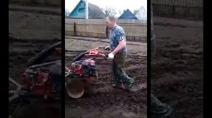 бульдозер мотоблок fermer-701, cнятие грунта и планировка участка