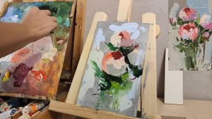 Мастер-класс по живописи для новичков. Пишем пионы маслом мастихином. Цветы маслом