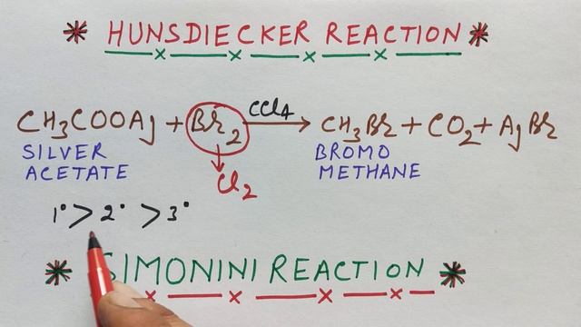 HUNSDIECKER REACTION AND BIRNBAUM SIMONINI REACTION( ORGANIC NAME REACTION)
