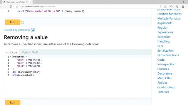 Python 11.Dictionaries   Learn Python   Free Interactive Python Tutorial