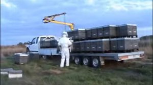 Кран для погрузки и разгрузки пчелиных ульев на прицеп!