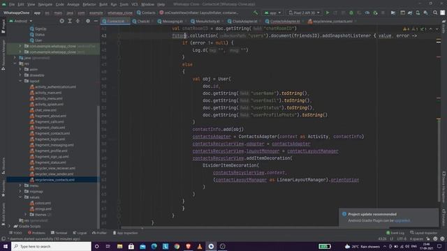 Build WhatsApp Chat App Kotlin Android Studio Part 16 Friends List