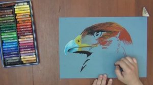 Как нарисовать орла масляной пастелью/How to draw an eagle with oil pastels/如何用油彩画一只鹰