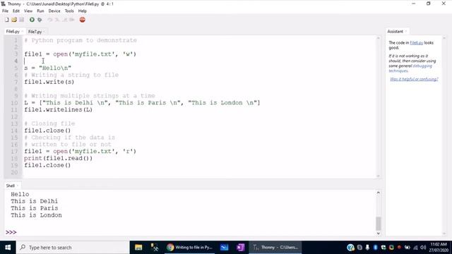 Python Text File Handling using write and writelines and 'w' , 'a' file modes  #python #programming