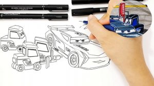 How to draw CARS 4 Jackson Storm and His Pit Crew coloring pages kids drawing Tim Tim TV