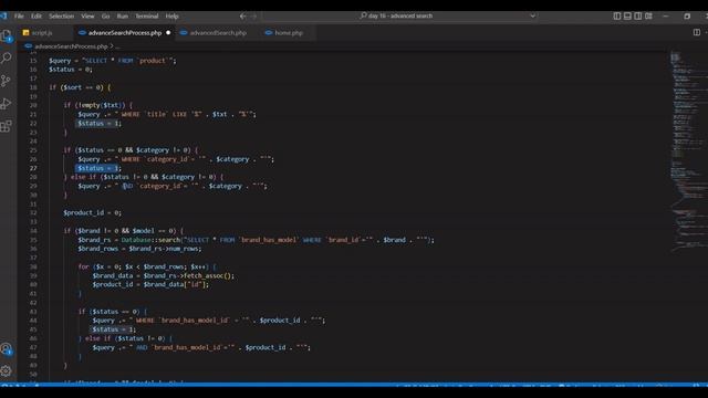 Program the advanced product searching process including pagination and the product sorting process