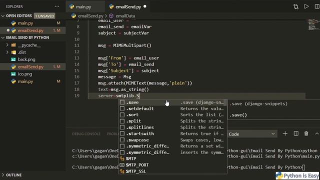14 Email Send By Using Python | Logic for Email Send | Project 2 | Part 6 | Final | #Tkinter | Hind