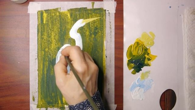 Белая цапля//рисовать просто смотреть онлайн