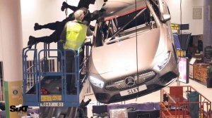 Mission Impossible style installation SIXT x Mercedes-Benz A-class car at Manchester Airport