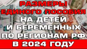 Размер Единого пособия 2024 по Регионам России для детей и беременных