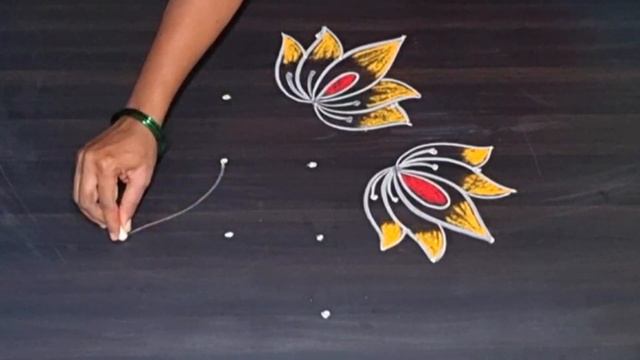 Lotus rangoli designs || muggulu designs || rangoli designs || daily rangolis || 5*1 dots || смотреть онлайн