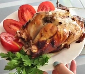 Кролик запеченный с яблоками  Сочный и ароматный. Рецепт приготовления