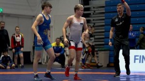 U17 N. Muradov (EST) vs H. Hedlund (SWE) 60kg. Youth boys greco-roman wrestling.