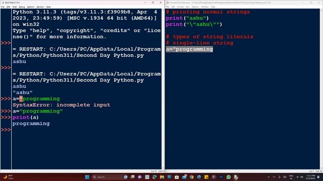 Python Strings ! Single Line string ? and Multi-Line Strings ?