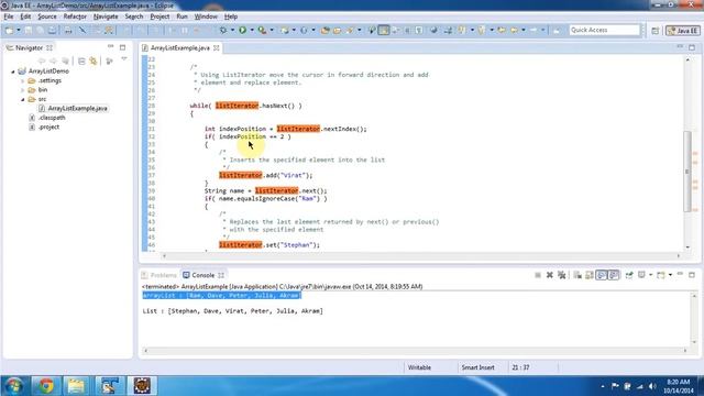 How to add or replace an element in the ArrayList using ListIterator? | Java Collection Framework
