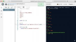 ตัวอย่างการใช้ repl.it โดยพิมพ์ภาษา Python