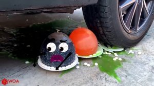 Crushing Crunchy & Soft Things by Car | Experiment: Car Nail vs Watermelon - Woa Doodland