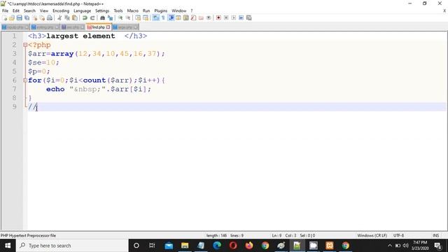 INDEXED ARRAY IN PHP | LARGEST ELEMENT IN ARRAY | SEARCHING IN ARRAY IN PHP