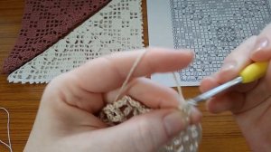 Ажурный квадратный мотив крючком . Схема . Подробный МК .