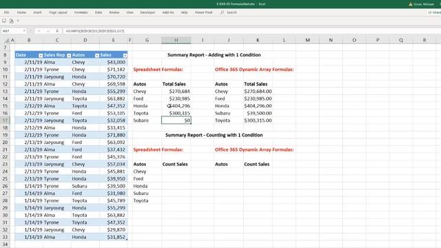E-DAB 03: Excel Spreadsheet Formulas Old School? Or Dynamic Arrays?