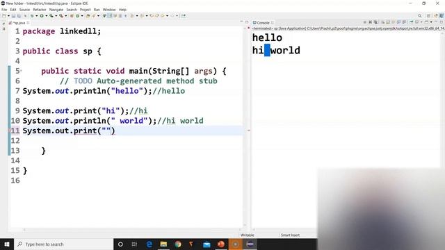 Difference between System.out.print() & System.out.println() смотреть онлайн