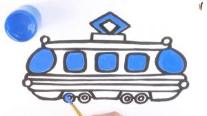 Как нарисовать ТРАМВАЙ / мультик раскраска ТРАМВАЙ для детей / Раскраски малышам