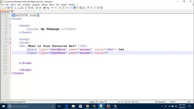 HTML Tutorial - Input Type Checkbox