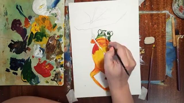 Как нарисовать лягушку. Как нарисовать картину для интерьера. Рисуем яркую картину.