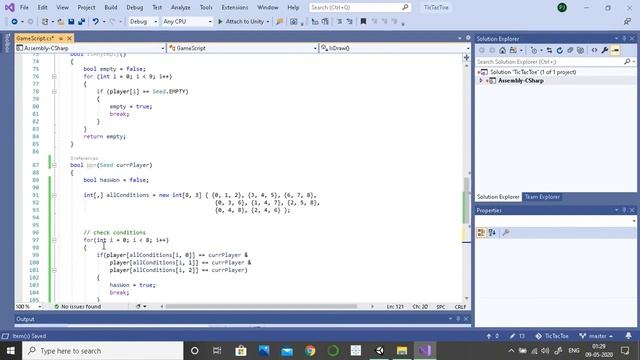 TicTacToe using Unity - Part4 (Win, Loose, Draw Conditions) смотреть онлайн