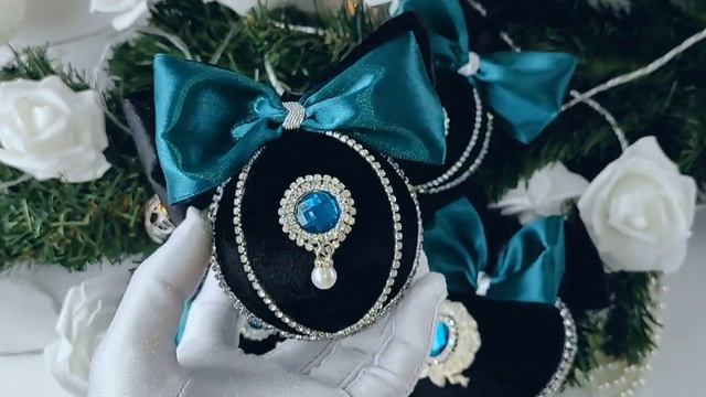 Бархатные шары на ёлку чёрно-бирюзовые 4шт набор подарочный смотреть онлайн