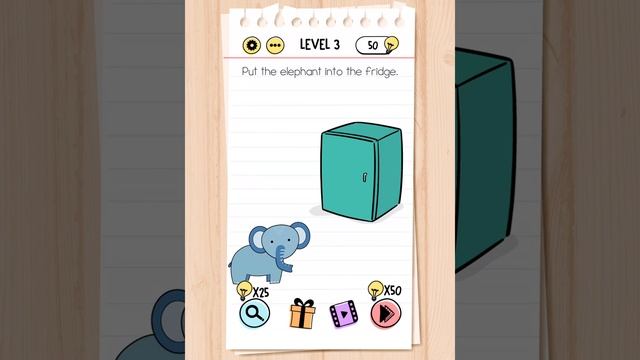 Brain Test Level 3 Put The Elephant Into The Fridge.