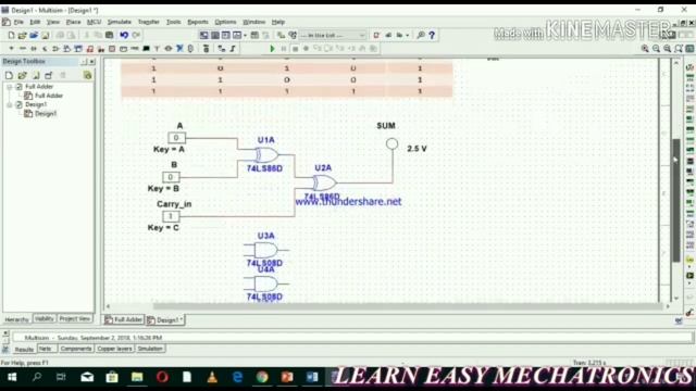 Designing Full Adder Logic Circuit in Multisim Software | Digital Logic Design | Part 2