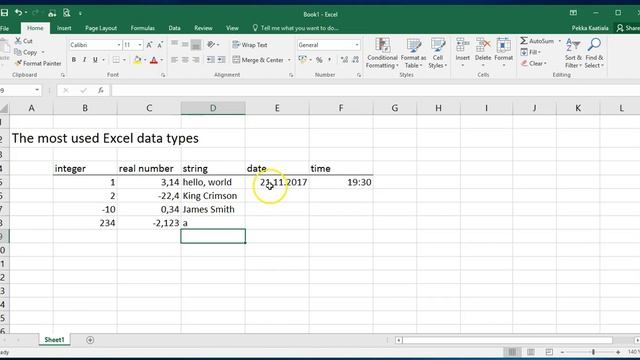 Excel (I) - basics for beginners, data types and structures, fill handle for copying
