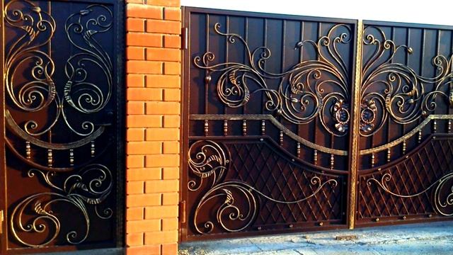 Красивые металлические ворота с элементами ковки фото видео смотреть онлайн