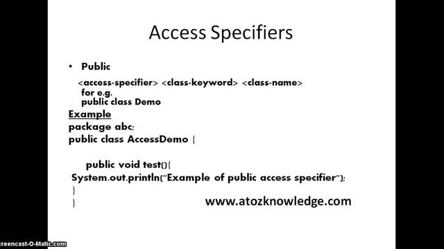 Java Access specifiers PUBLIC in TAMIL